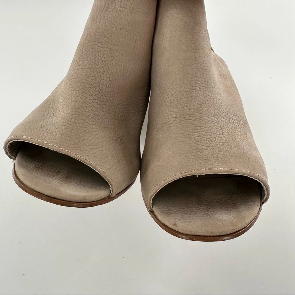 Sbicch womens ankle booties size 9 beige nubuck leather slip on mules